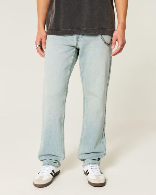 Hollister Blue Light Wash Downforce Racing Graphic Loose Jeans for men
