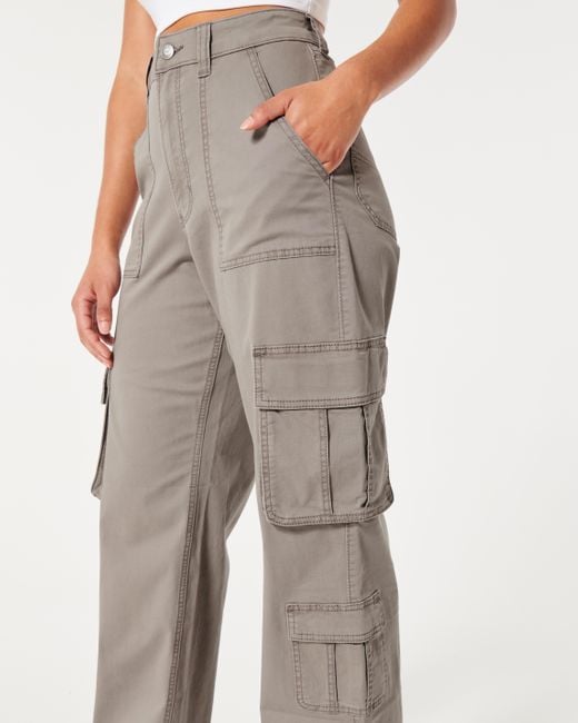 Hollister Gray Ultra High-rise 3-pocket Baggy Cargo Pants