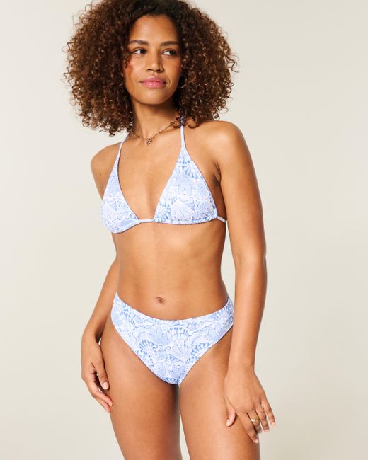 Hollister Blue Curvy High-leg High-waist Rib Cheeky Bikini Bottom