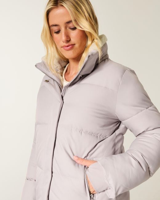 Hollister Natural Faux Fur-lined All-weather Puffer Jacket