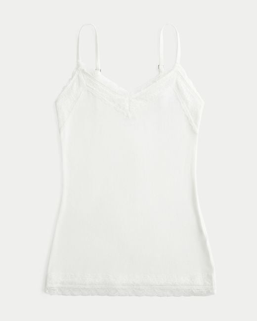 Hollister White Lace Trim Cami