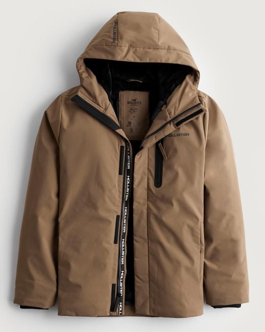 Hollister Brown Faux Fur-lined All-weather Winter Jacket for men