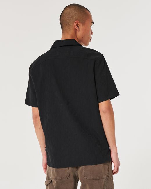 Hollister Kurzärmeliges Hemd aus strukturierter Baumwolle in Black für Herren