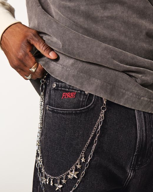Hollister Blue Hollister X Taco Bell Washed Black Embroidered Graphic Baggy Jeans for men