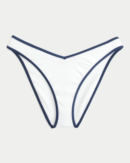 Hollister White Cheeky-Bikinihose mit hohen Beinausschnitten und Kontrastträgern