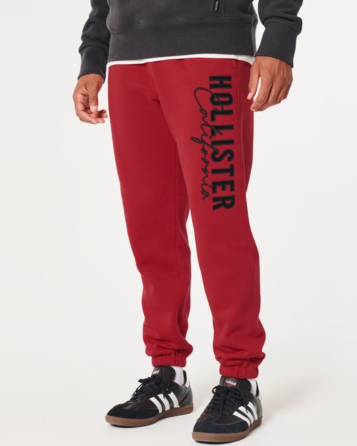 Hollister Fleece Logo Tape Joggers in Black for Men