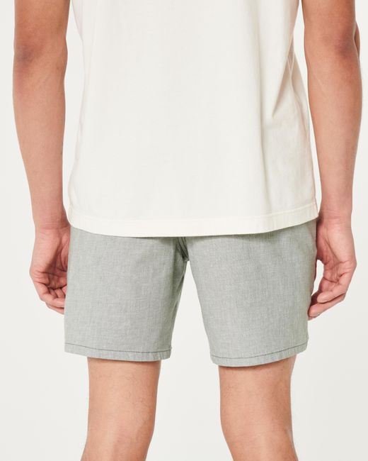 Hollister Gray Linen Blend Pull-on Shorts 7" for men