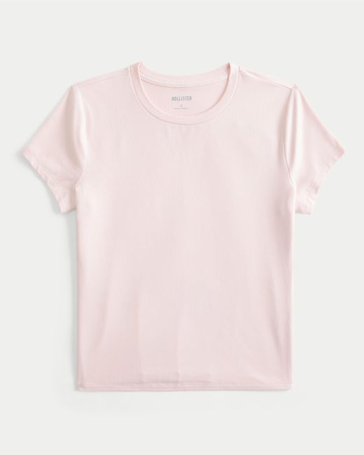 Hollister Pink Soft Stretch Seamless Fabric Crew Baby Tee