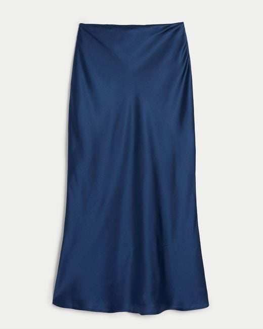 Hollister Blue Ultra High-rise Satin Maxi Skirt