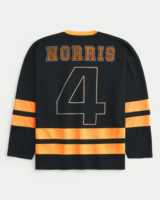 Hollister Black Baggy Mclaren Graphic Hockey Jersey for men