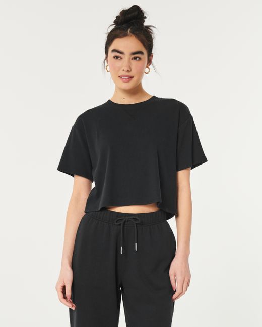 Hollister Black Gilly Hicks Ribbed Boxy Crew T-shirt