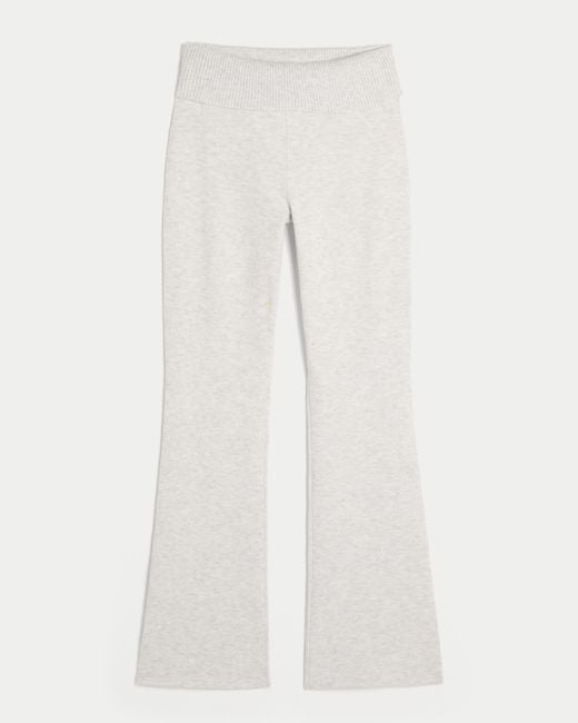 Hollister White Gilly Hicks Sweater-knit Foldover Waist Boot Pants