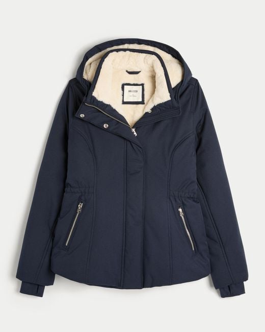 Hollister Blue Faux Fur-lined All-weather Jacket