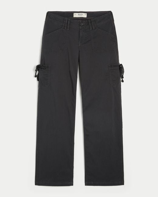 Hollister Black Low-rise Lace Trim Baggy Pants
