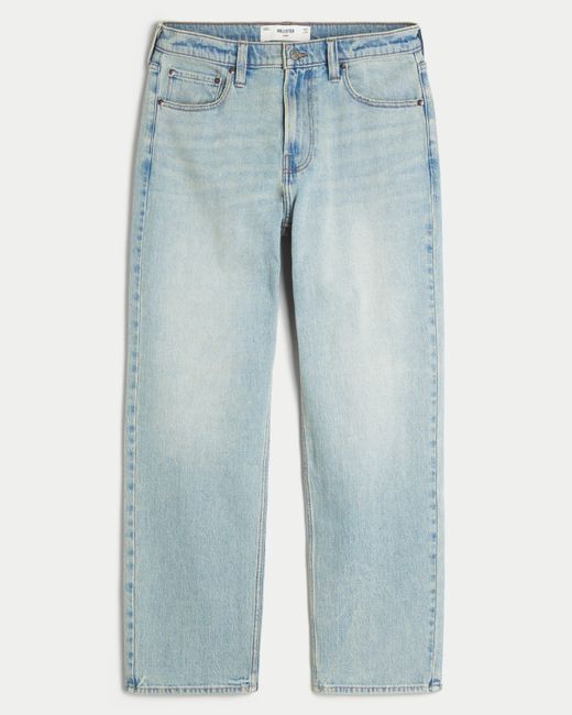 Hollister Blue Light Wash Ford Racing Patch Loose Jeans for men