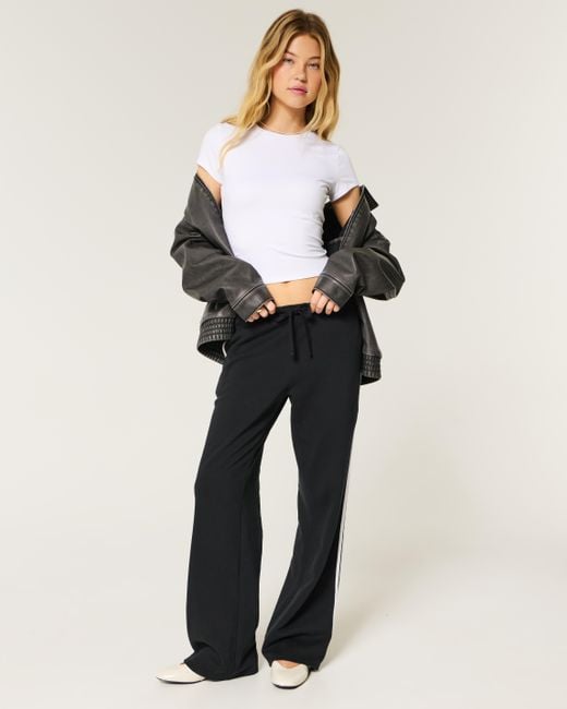 Hollister Black Side-stripe Straight Sweatpants