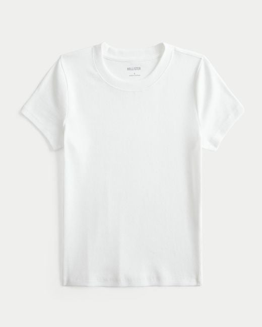 Hollister White Crew Baby Tee