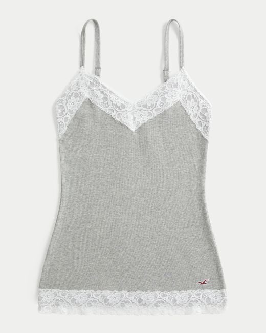 Hollister Gray Lace Trim Layering Cami