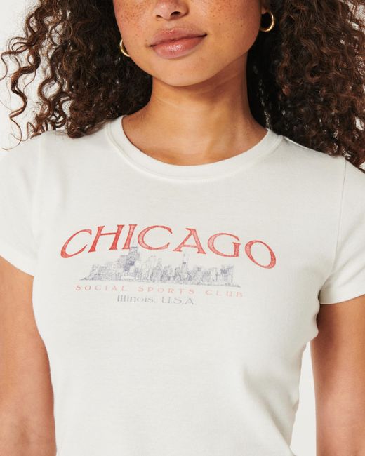 Hollister White Chicago Graphic Baby Tee