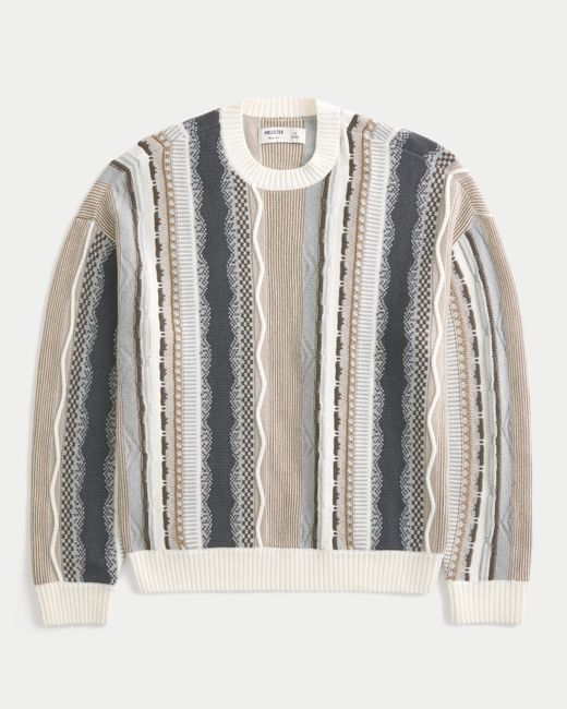 Hollister Multicolor Boxy Striped Crew Sweater for men