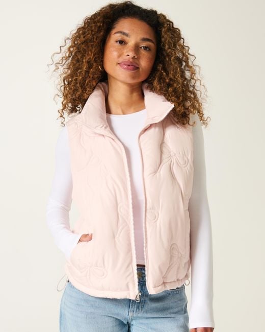 Hollister Pink Winterweste mit Schleifenmuster