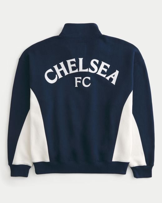 Hollister Blue Chelsea Fc Graphic Quarter-zip Sweatshirt for men