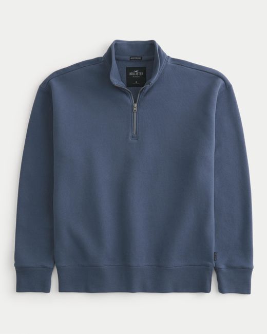 Hollister Blue Relaxed Heavyweight Quarter-zip Sweatshirt for men