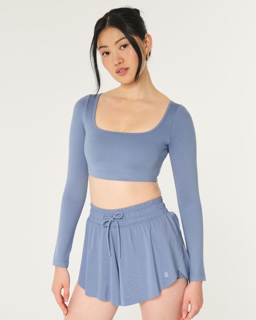 Hollister Blue Gilly Hicks Active Recharge Ultra-crop Long-sleeve Top