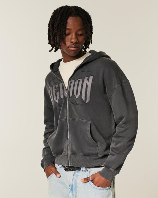 Hollister Black Hollister Feel Good Boxy Zip-up Dodge Demon Graphic Hoodie for men
