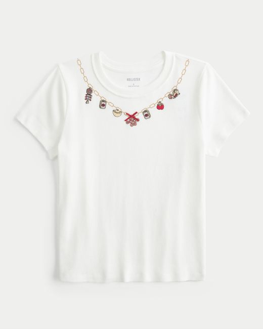 Hollister White Good Luck Charm Graphic Baby Tee