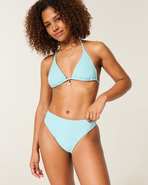 Hollister Blue Curvy High-waist Jacquard Cheeky Bikini Bottom