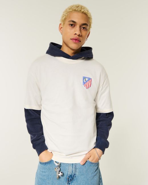 Hollister White Atlético De Madrid Graphic Tee for men