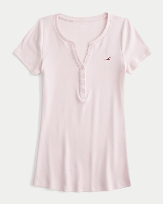 Hollister Pink Short-sleeve Icon Henley
