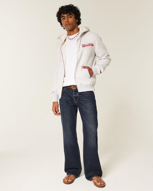 Hollister Blue Hermosa Dark Wash Relaxed Bootcut Jeans for men