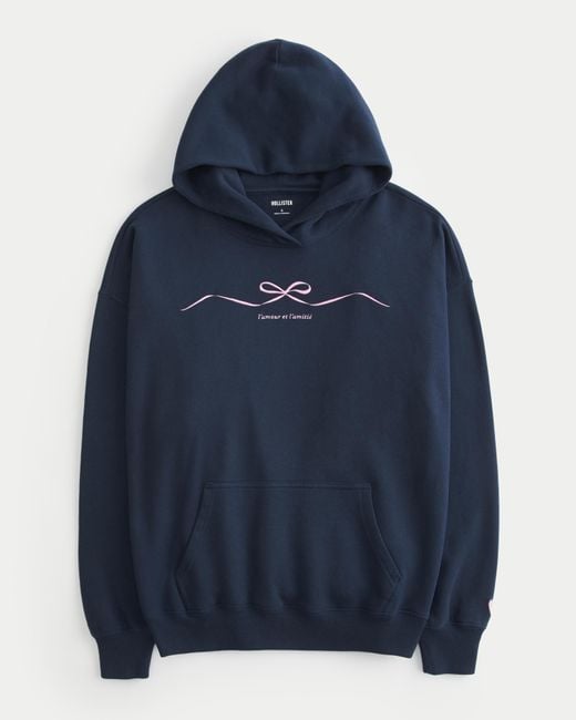 Hollister Oversized Bow Graphic Hoodie in Blue Lyst UK