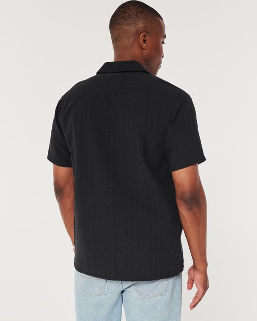 Hollister Black Short-sleeve Seersucker Shirt for men