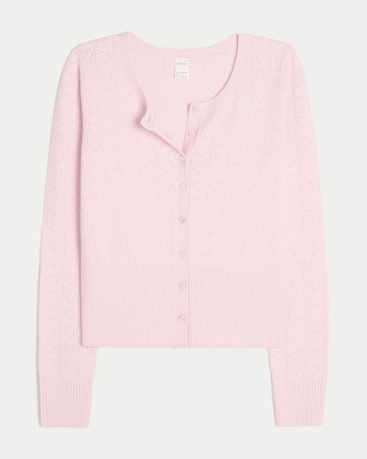 Hollister Pink Gilly Hicks Heart Pointelle Cardigan