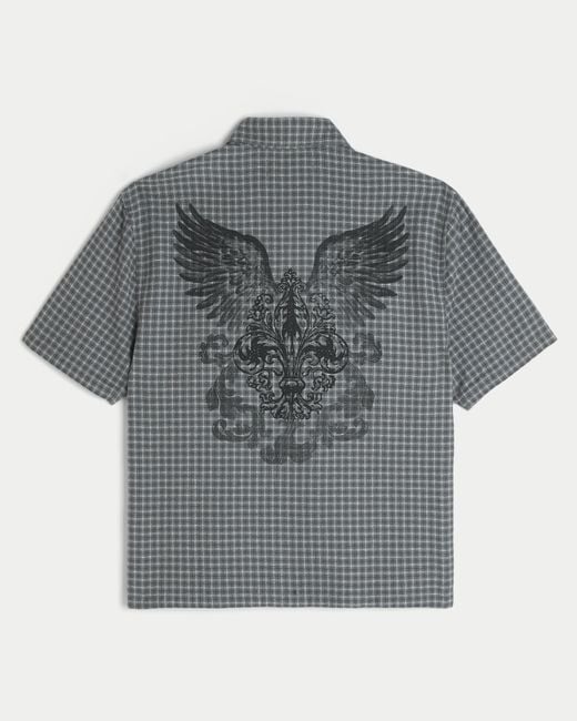 Hollister Gray Boxy Short-sleeve Wings Graphic Shirt for men