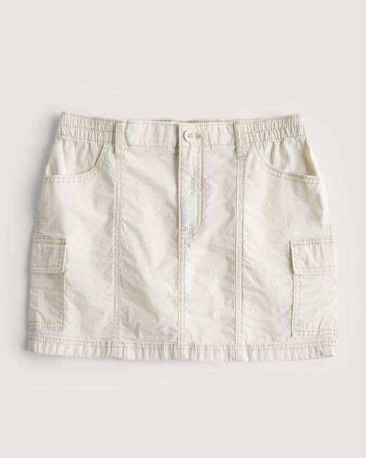 Hollister Highrise Poplin Cargo Mini Skirt in Natural Lyst UK
