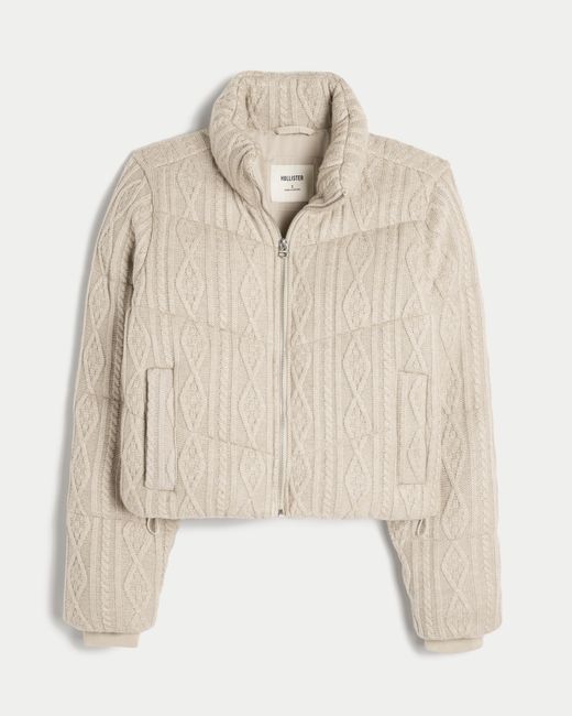 Hollister Natural Sweater-knit Mini Puffer Jacket