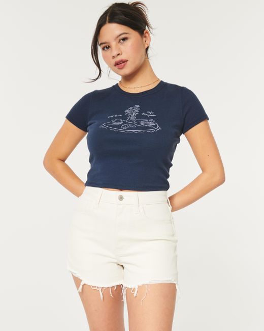 Hollister Natural Weiße Mom-Jeans-Shorts, Ultra High Rise