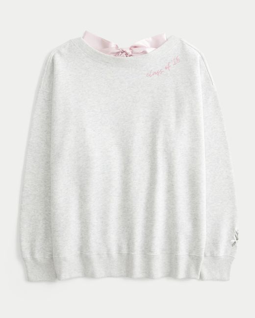 Hollister White Oversized Class Of '26 Back Bow Sweatshirt
