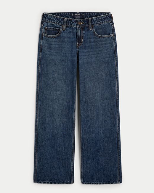 Hollister Blue Low Rise Baggy-Jeans in dunkler Waschung