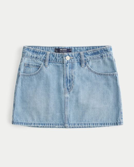 Hollister Blue Mid Rise Midi-Jeansrock in heller Waschung