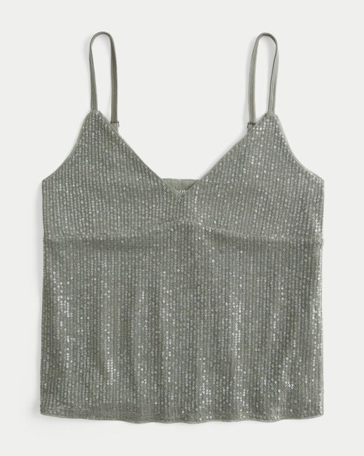 Hollister Gray Easy Shine Babydoll Top