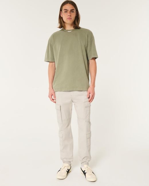 Hollister White Relaxed Twill Cargo Joggers for men
