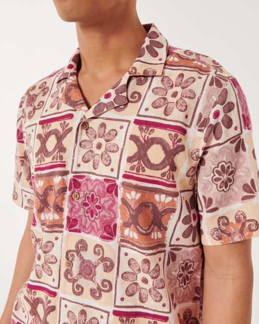 Hollister Pink Short-sleeve Pattern Shirt for men