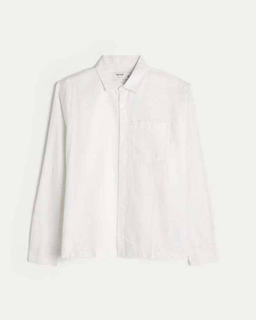 Hollister White Long-sleeve Linen-blend Shirt for men