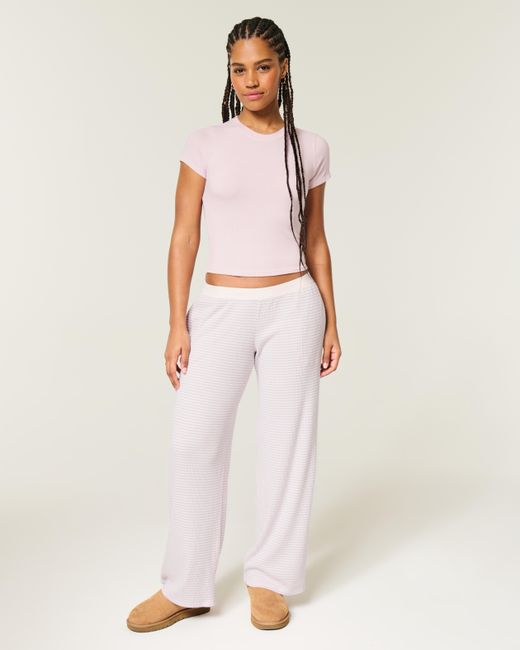 Hollister White Always Cozy Rib Wide-leg Pants