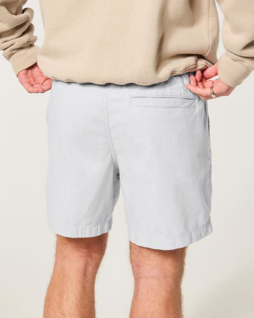 Hollister Gray Mid-thigh Linen-blend Pull-on Shorts for men